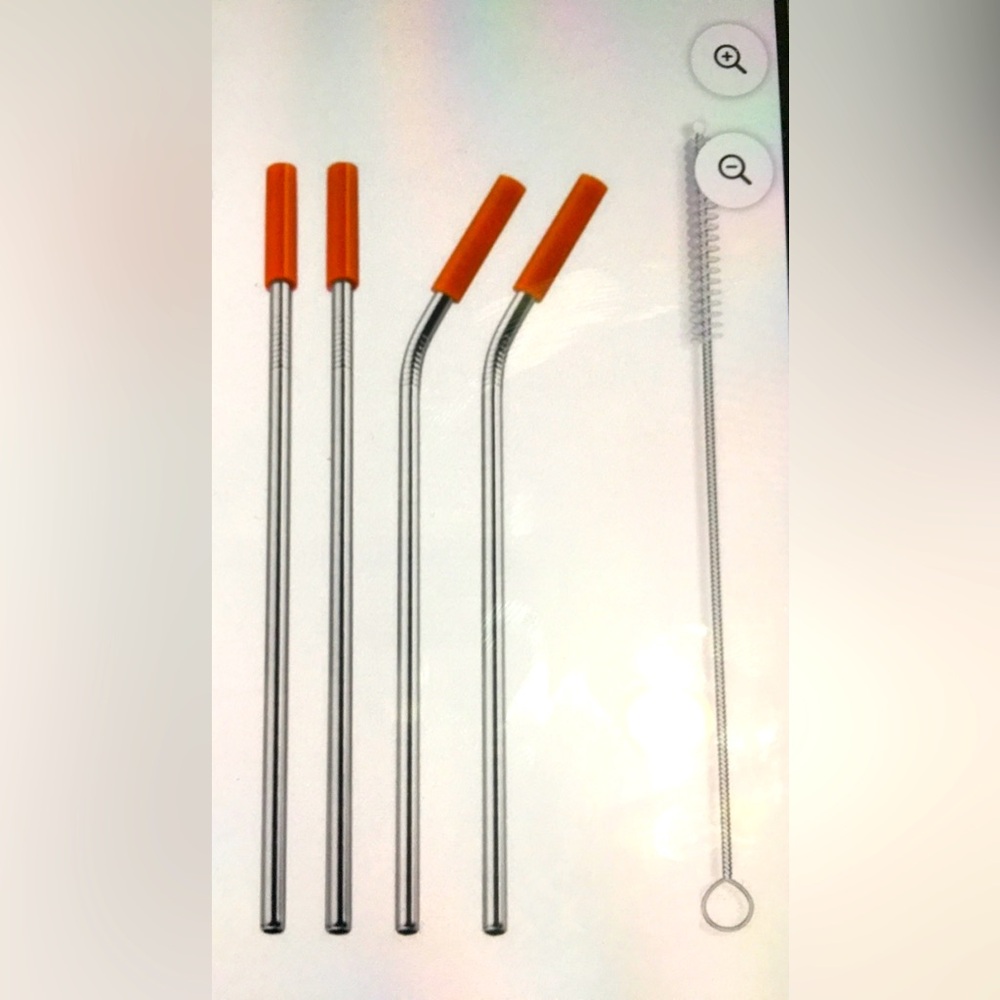 Stainless steel straw set -new